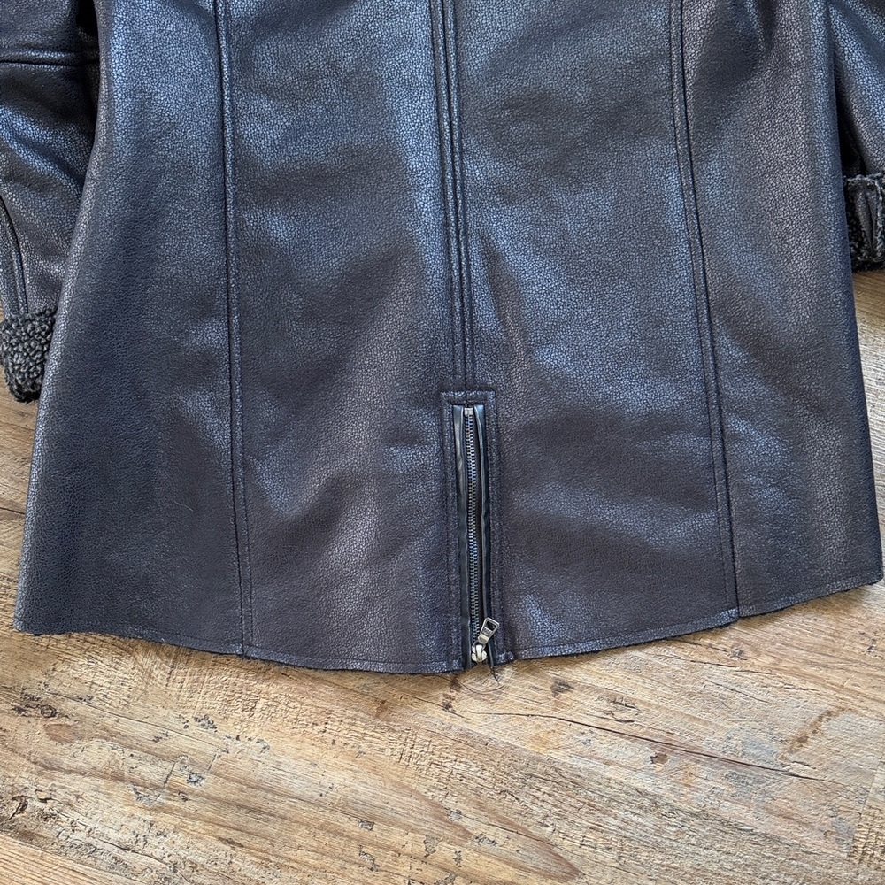 Sam Edelman women’s Charcoal hooded Teddy sherpa lined Jacket size medium - Picture 10 of 13